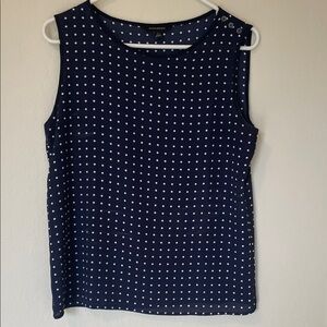 Banana Republic Navy and White Polka Dot Blouse
